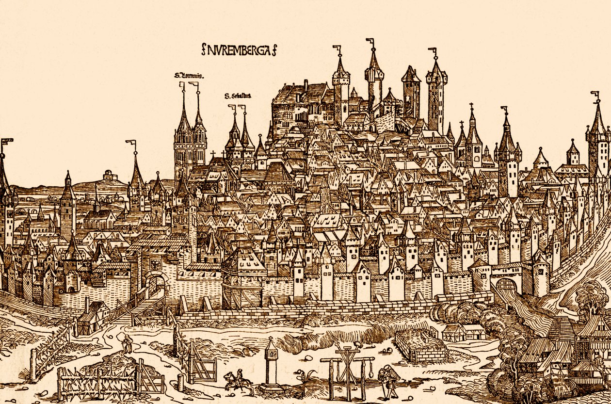 Vista de Nurnburgo, de la "Crónica del mundo" de Hartmann Schedel (grabado) de German School