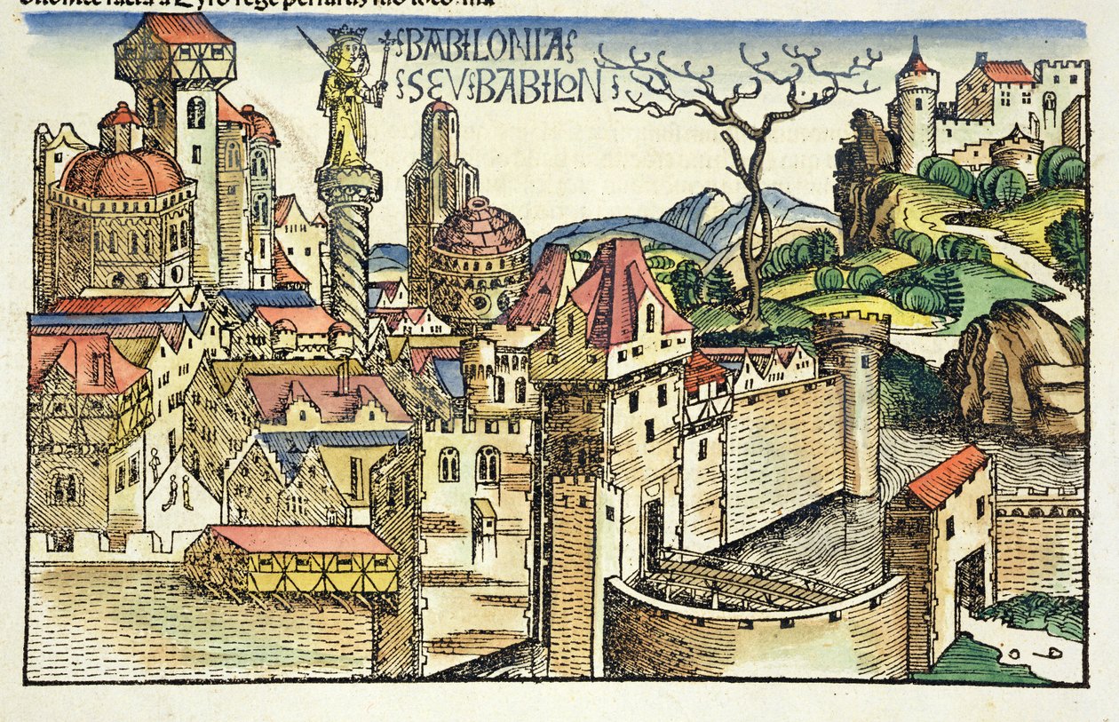 Vista de la Antigua Ciudad de Babilonia, del Crónica de Núremberg por Hartmann Schedel (1440-1514) 1493 de German School