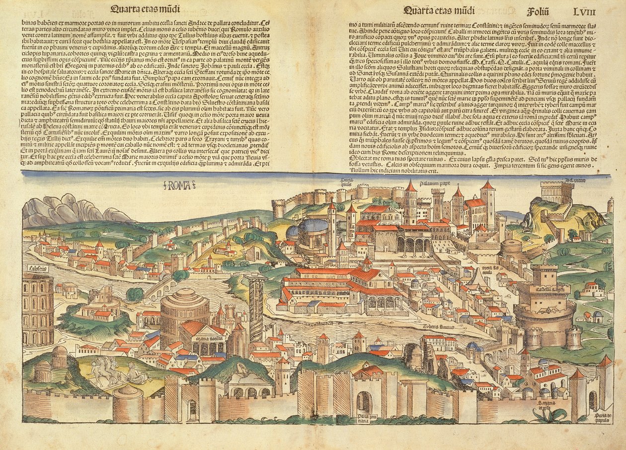 Vista de la ciudad de Roma, del Crónica de Núremberg por Hartmann Schedel (1440-1514) 1493 de German School