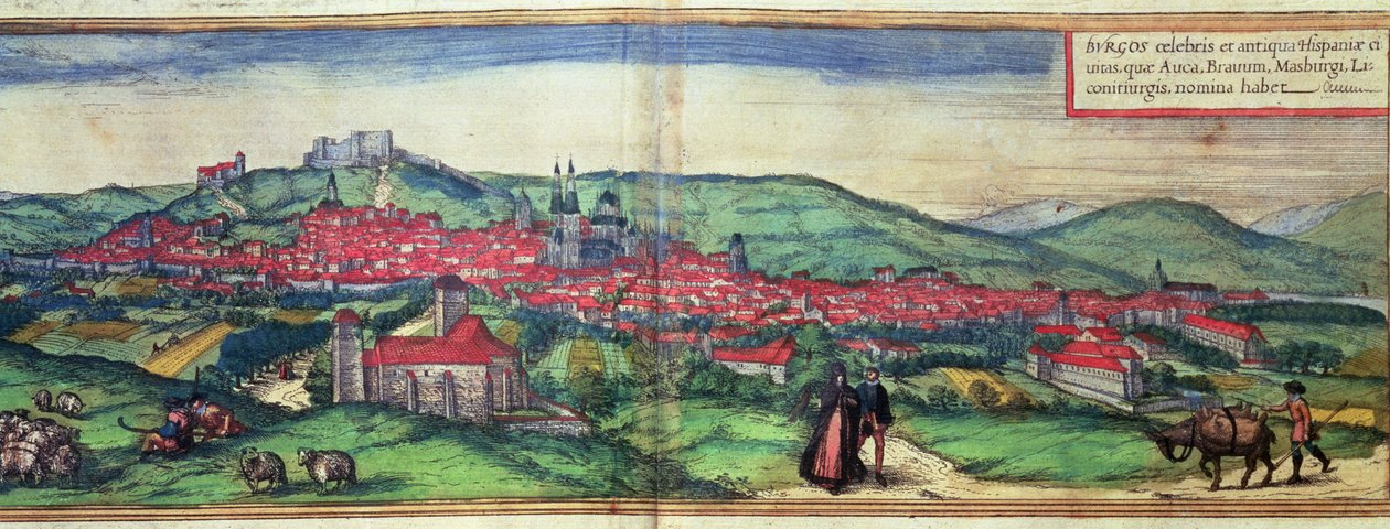 Vista de la ciudad de Burgos, de la obra "Civites Orbis Terrarum" editada por Georg Braun y grabada por Franz Hogenberg de German School