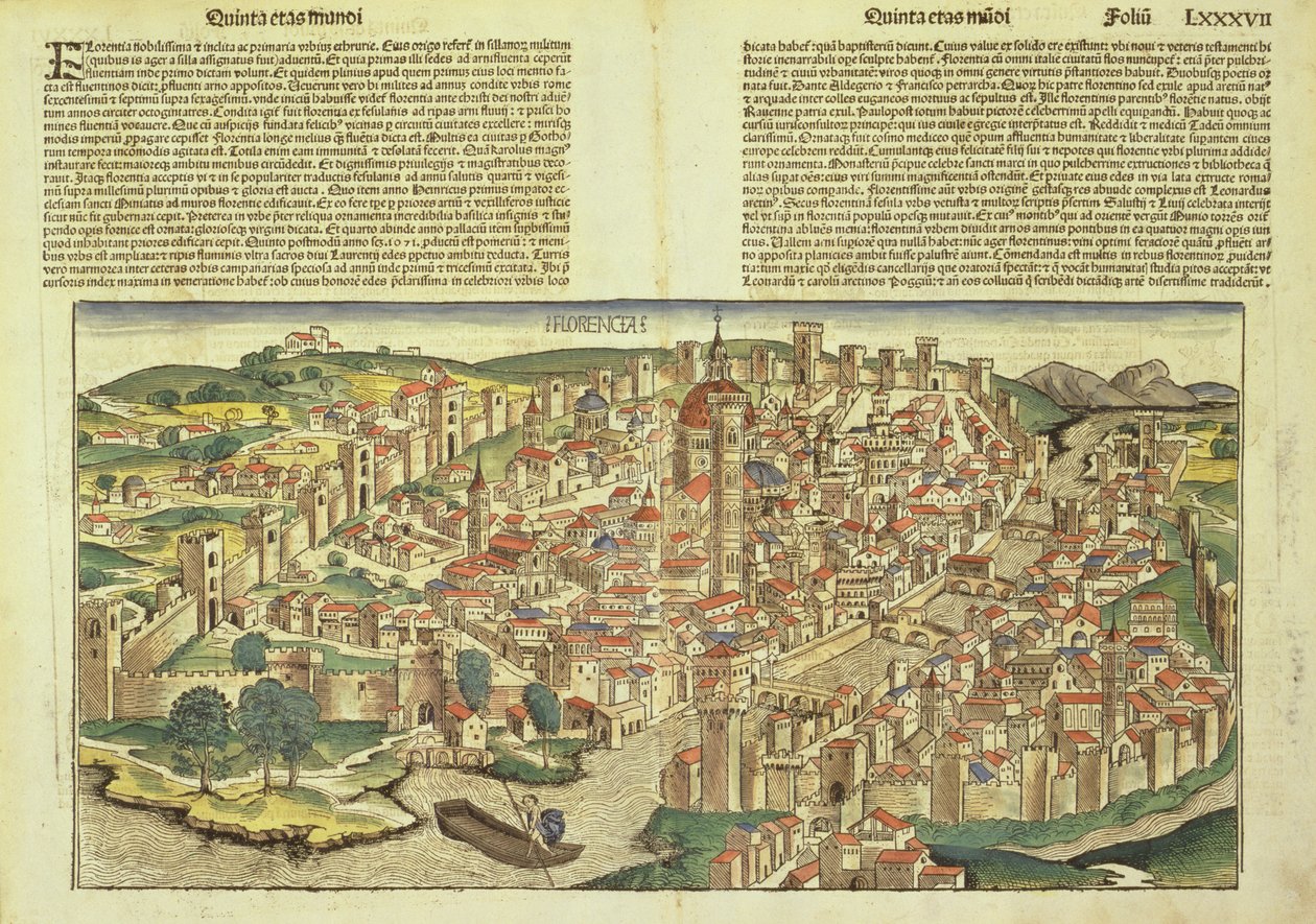 Vista de la ciudad amurallada de Florencia, del Crónica de Núremberg por Hartmann Schedel (1440-1514) 1493 de German School