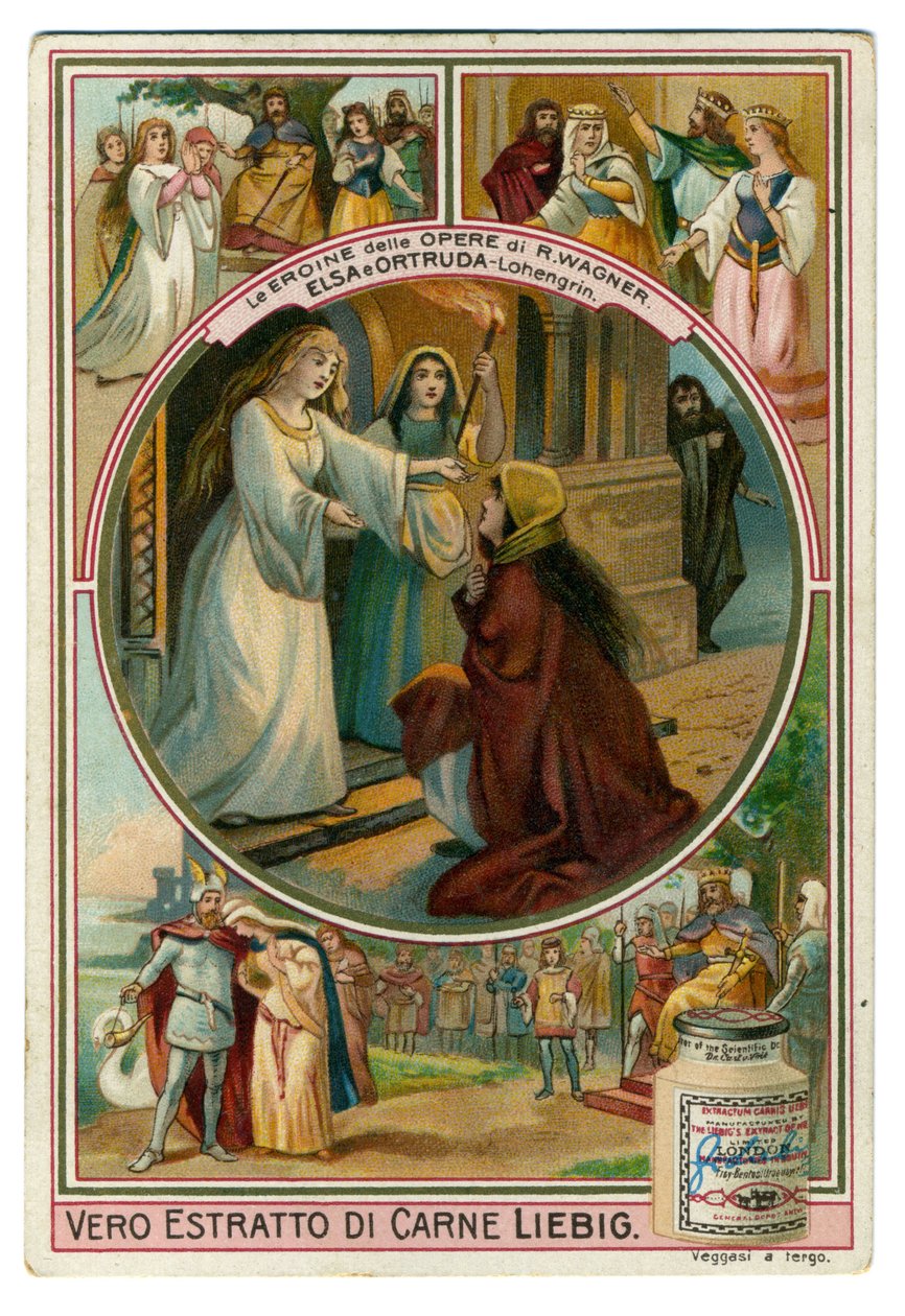 Viñeta de la ópera "Lohengrin" de Richard Wagner de German School