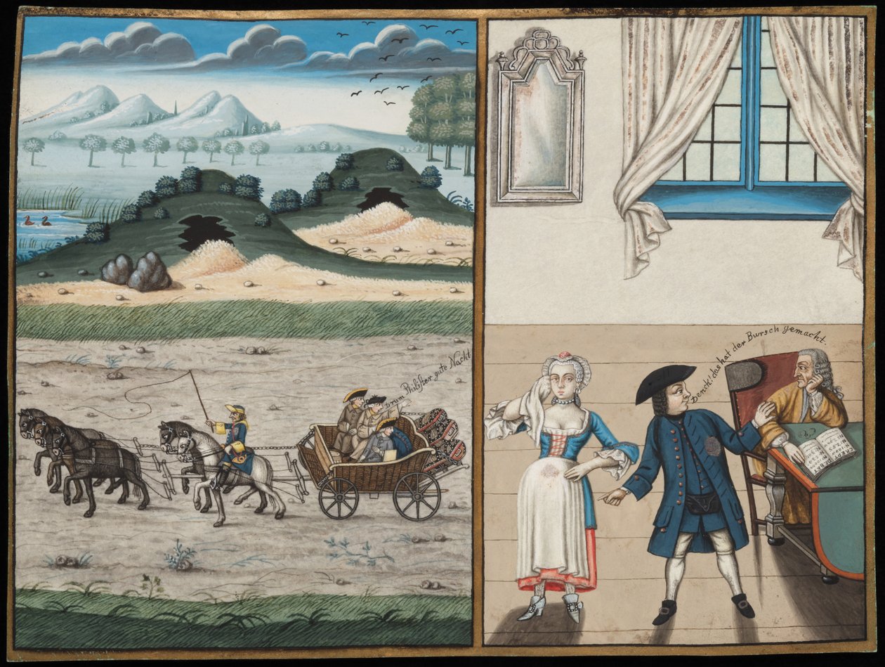 Escena de la carreta y un prestamista de German School