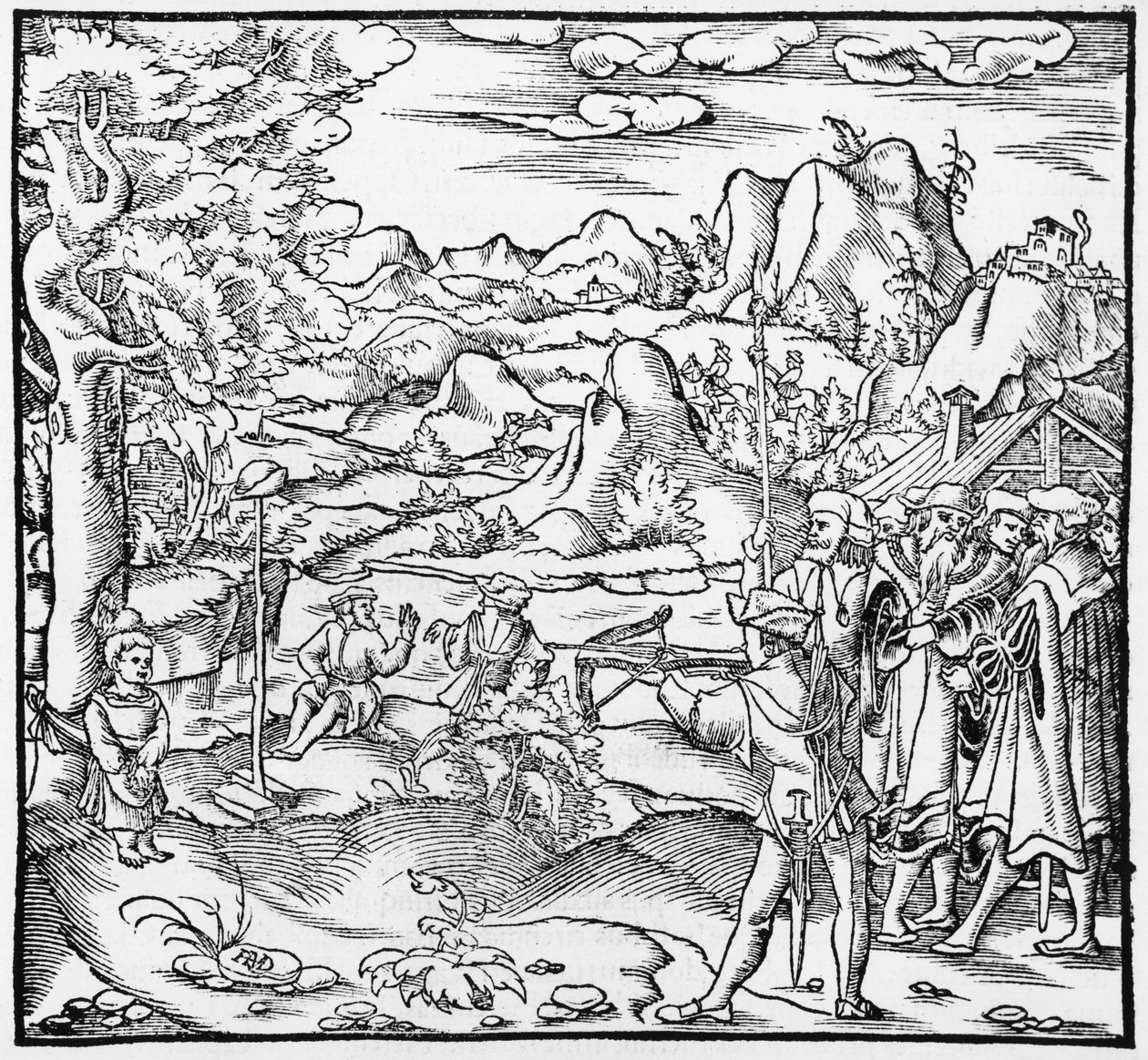 Guillermo Tell, ilustración de Cosmographie Universelle por Sebastien Munster, Basilea, publicado en 1559 de German School