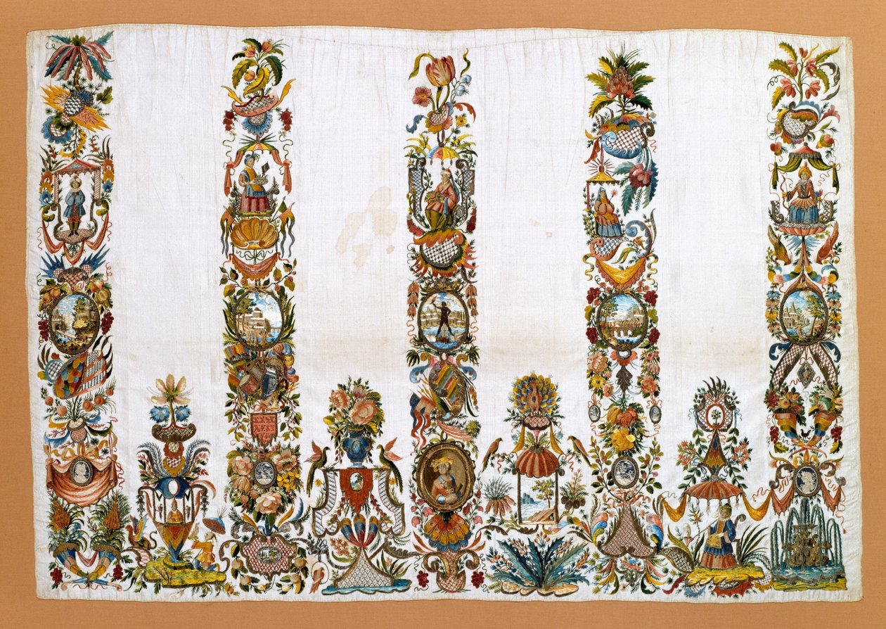 Delantal de mujer, c.1760 (seda con hilos metálicos) de German School