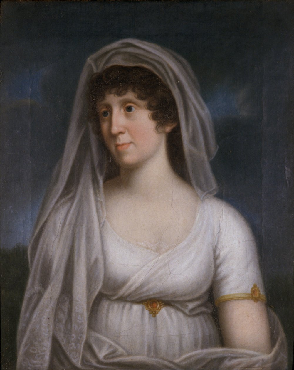 Mujer con vestido blanco y velo de German School