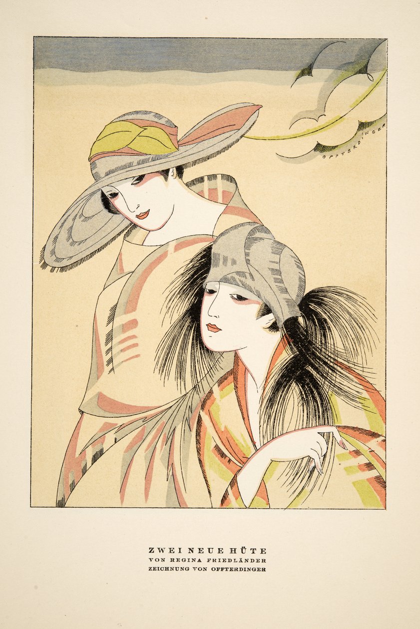 Zwei Neue Hute de Regina Friedlander, de Styl, pub.1922 (impresión en pochoir) de German School