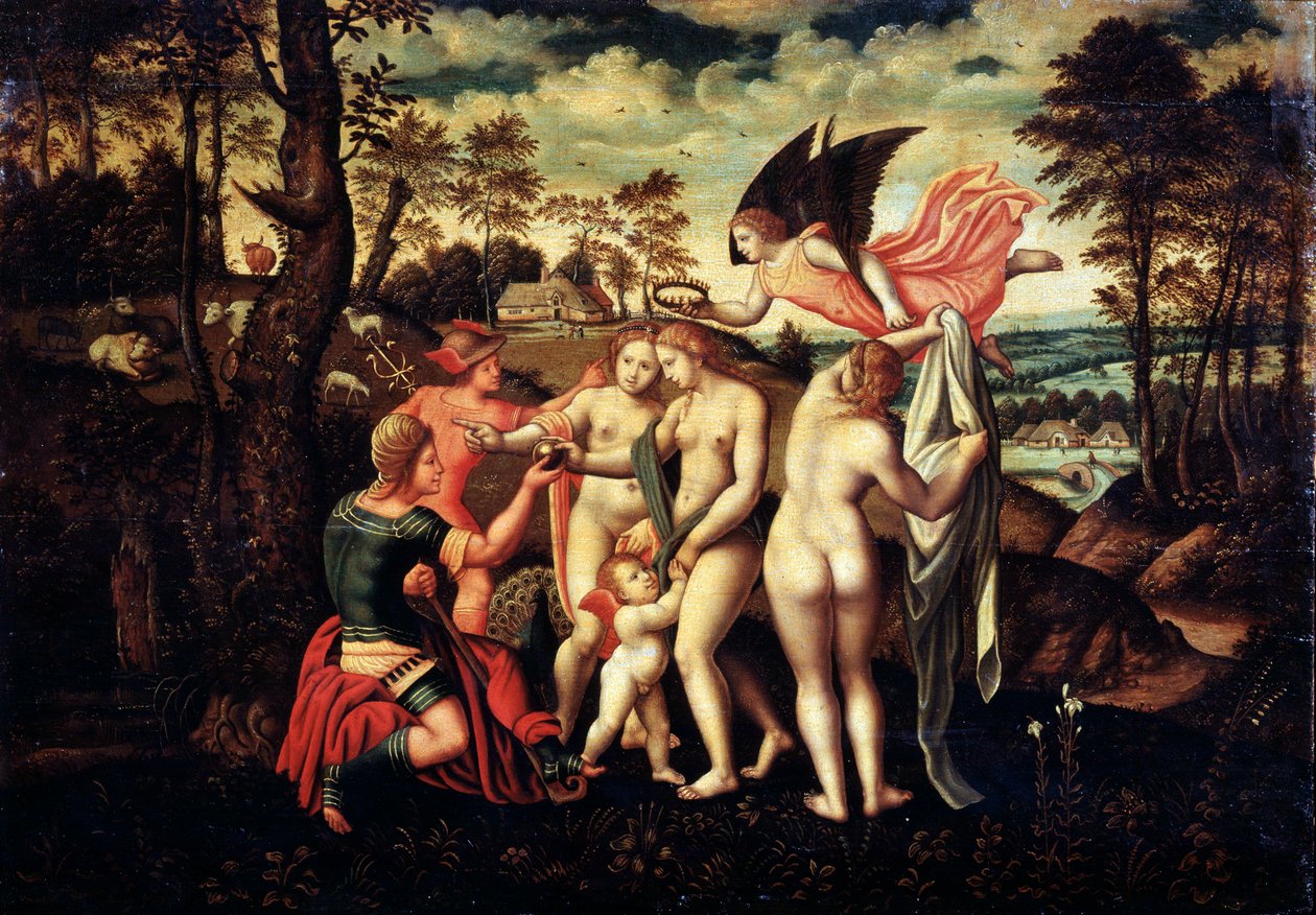 El Juicio de Paris, mediados del siglo XVI de German master.