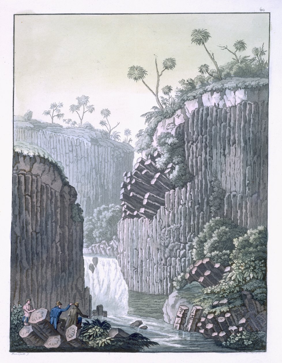 Exploradores con la Expedición de Humboldt en los Acantilados de Basalto en Regla, México, lámina 60 de 