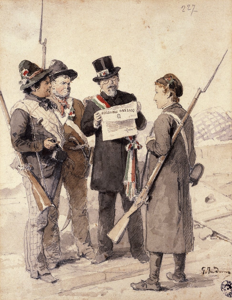 Cinco días de Milán, de Gerolamo Induno (1827-1890), acuarela de Gerolamo Induno