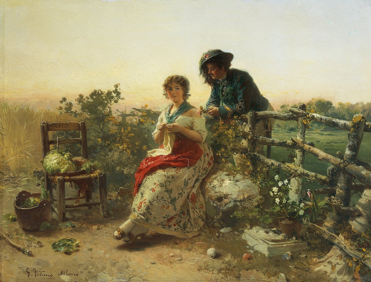 En tiempos de paz, de Gerolamo Induno, circa 1880, óleo sobre madera de Gerolamo Induno
