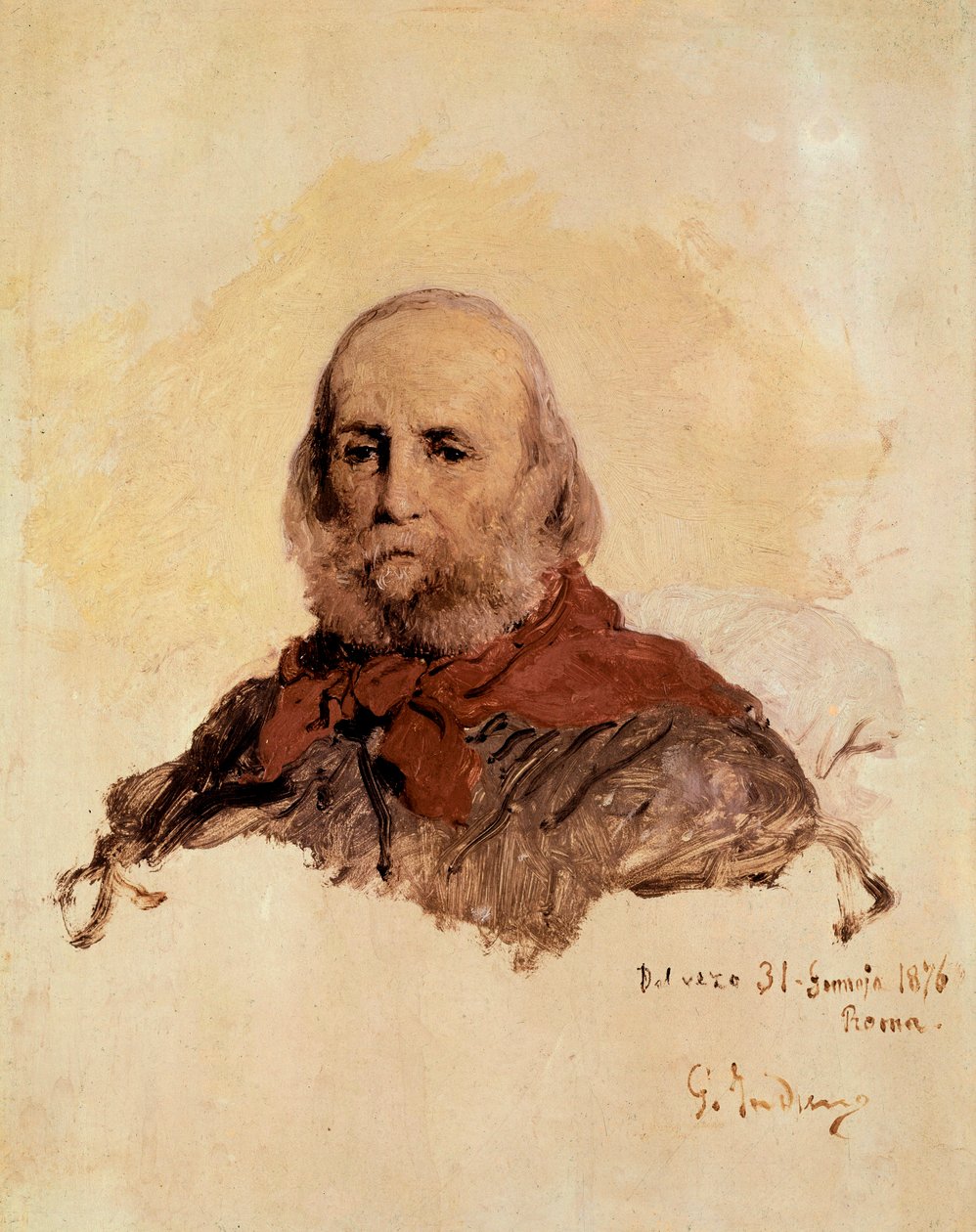 Italian Unite: retrato de Giuseppe Garibaldi (1807-1882), patriota italiano. Obra de Gerolamo (Girolamo) Induno (1825-1890) de Gerolamo Induno