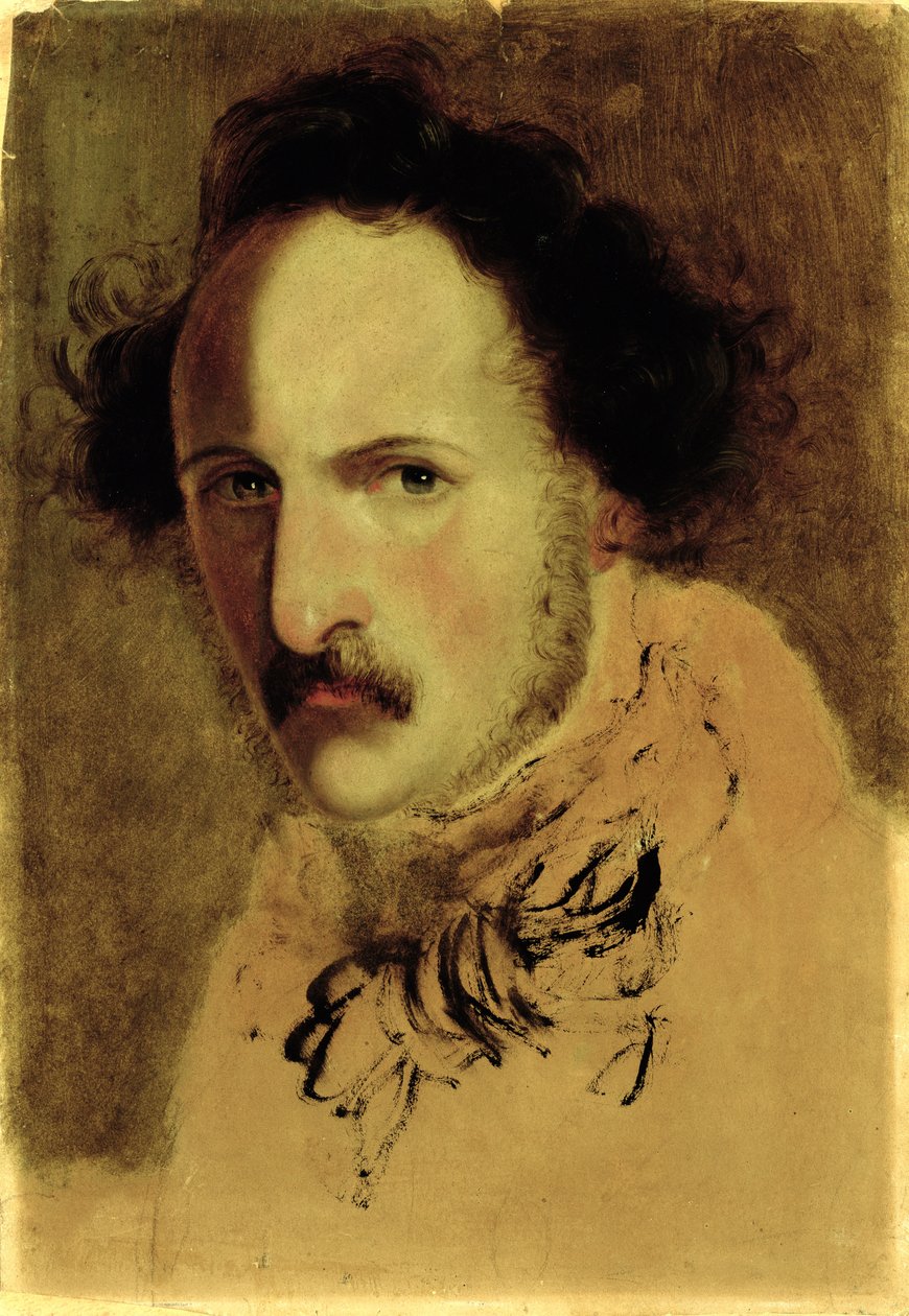 Retrato de Gaetano Donizetti (1797-1848) (óleo sobre papel y lienzo) de Gerolamo Induno