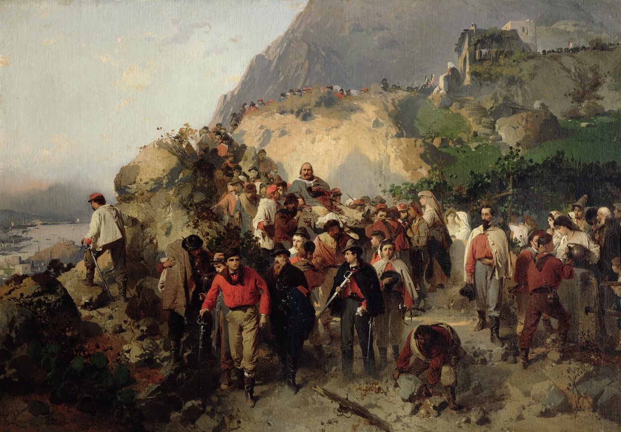 El herido Garibaldi (1807-82) en el Aspromonte (óleo sobre lienzo) de Gerolamo Induno