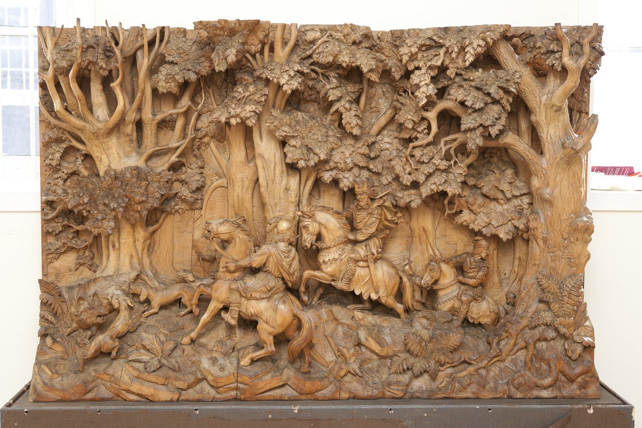 La Caza del Jabalí, c.1879 (madera) de Gerrard Robinson
