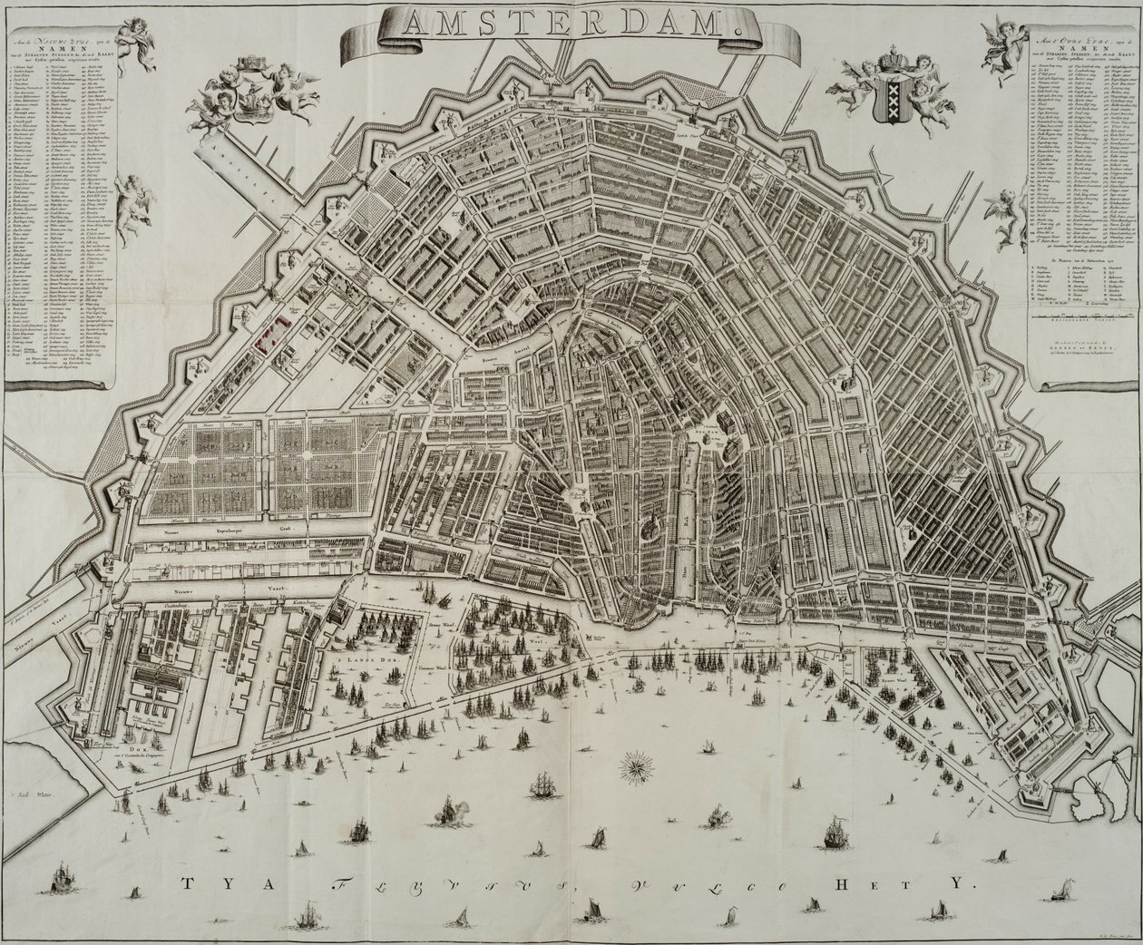 Mapa de Ámsterdam de 1737 por Gerrit de Broen de Gerrit de Broen