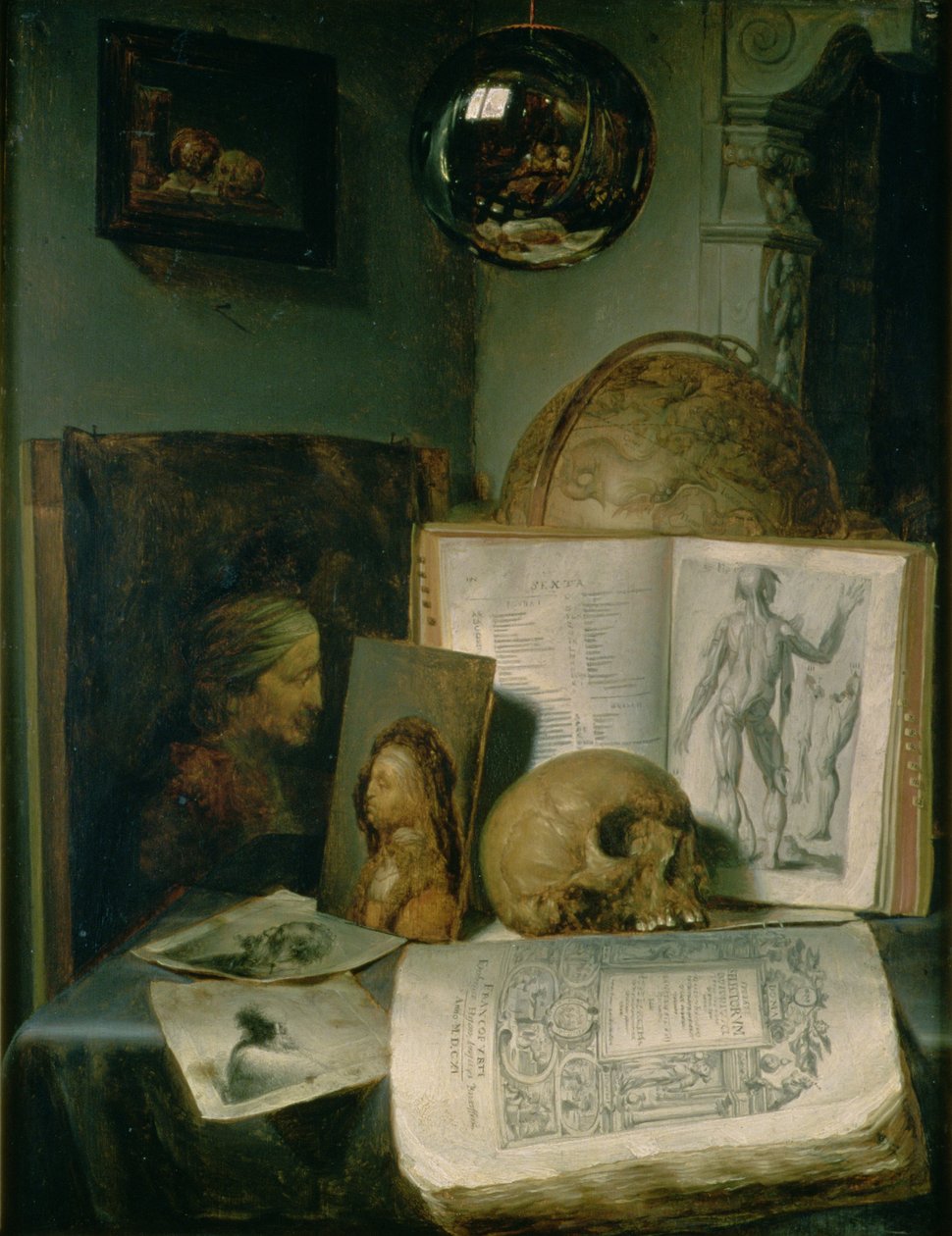 Naturaleza muerta con una calavera de Gerrit Dou