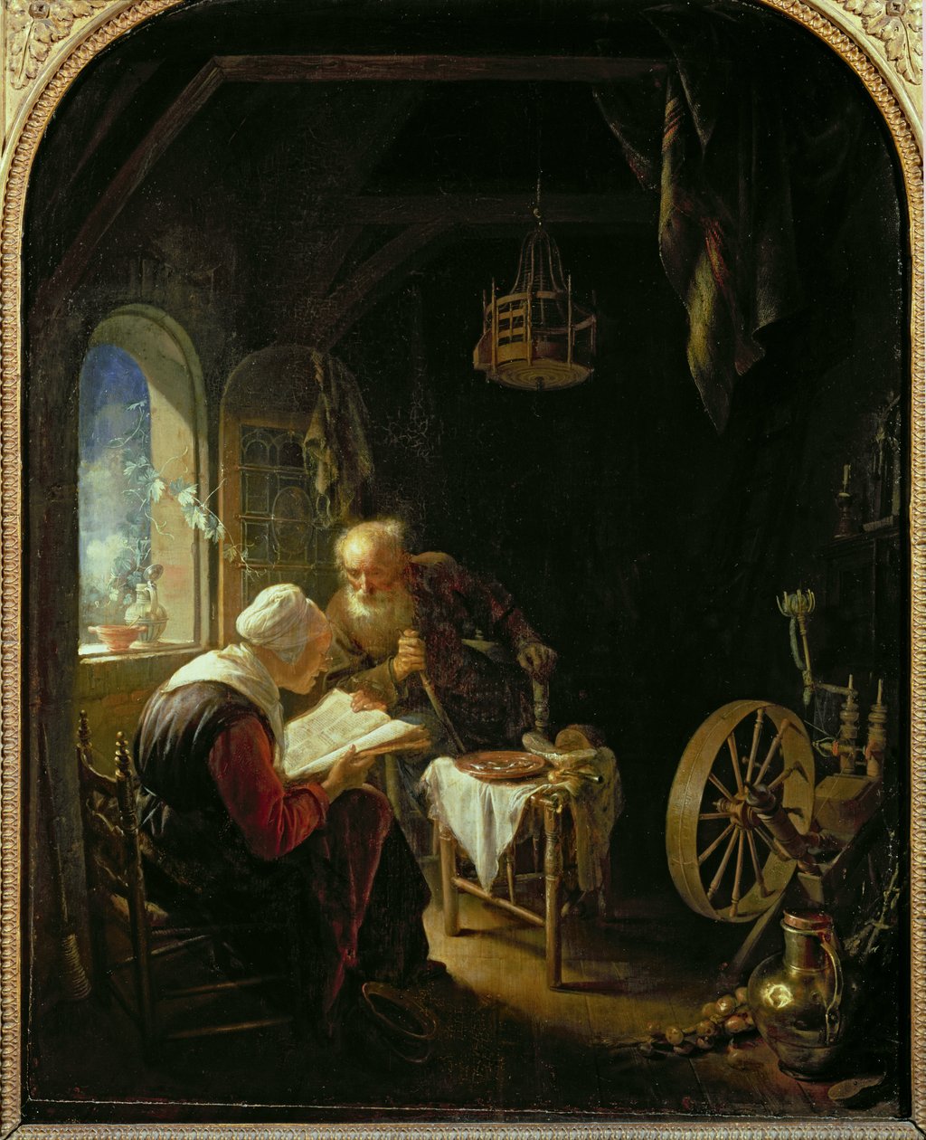 La Lección de la Biblia, o Ana y Tobías de Gerrit Dou