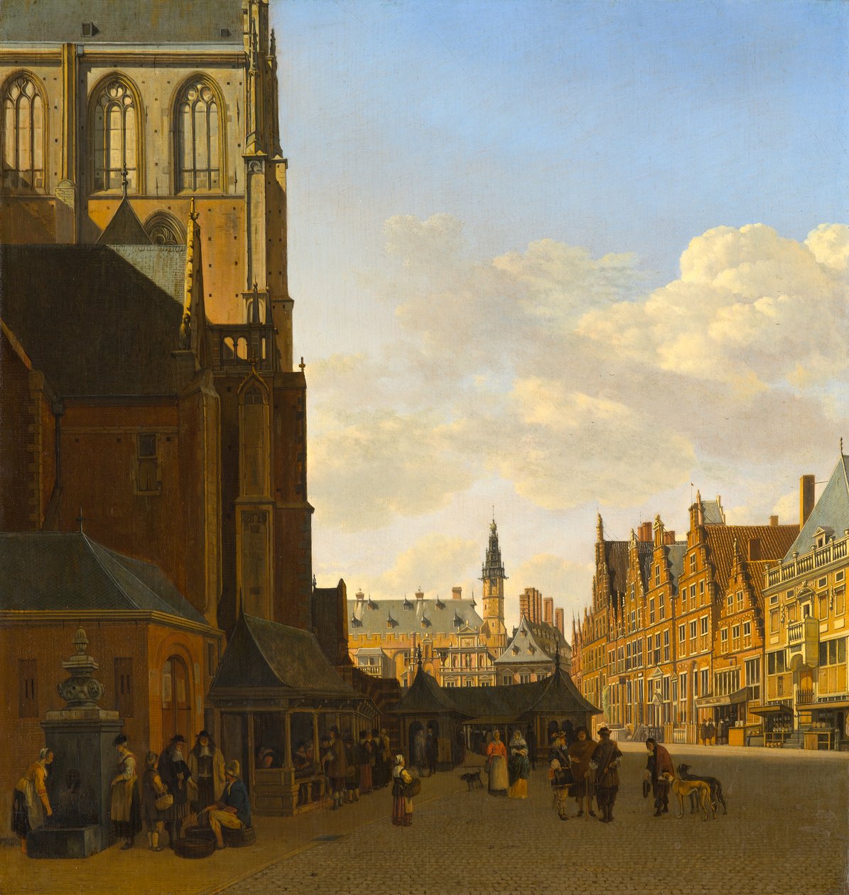El mercado de pescado y la Grote Kerk en Haarlem de Gerrit Adriaensz Berckheyde
