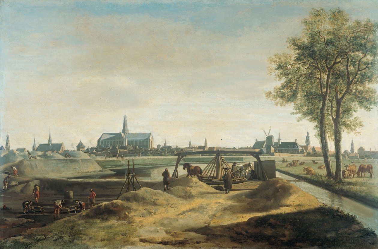 Nuevas fortificaciones para Haarlem de Gerrit Adriaenszoon Berckheyde