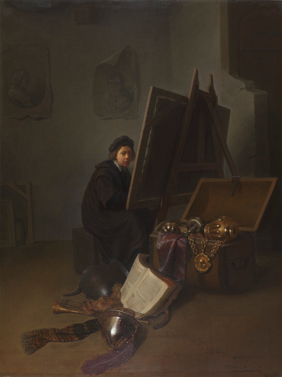 Autorretrato () ante un caballete de Gerrit Dou