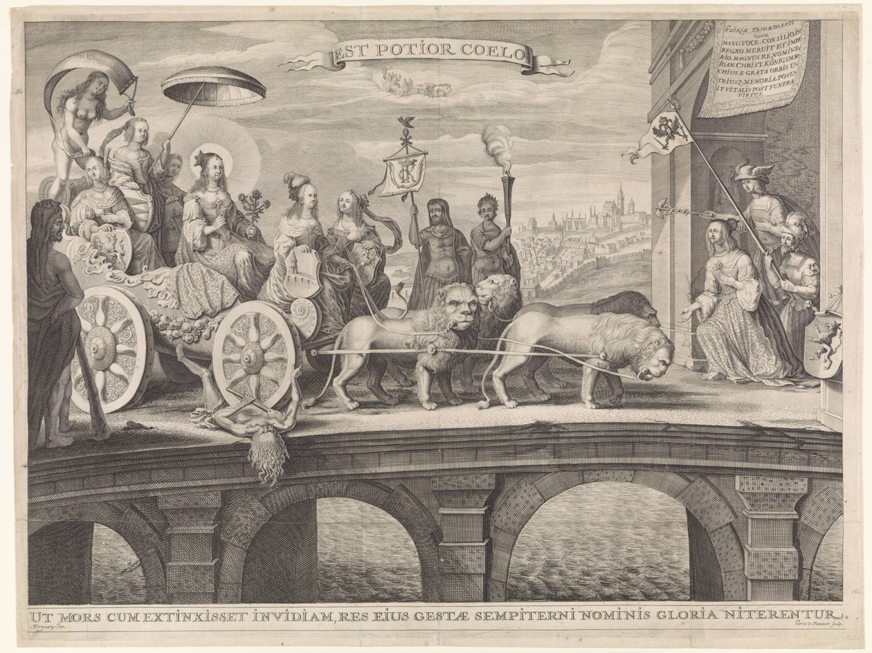 Alegoría de la bienvenida de Königsmarck Est potior coelo (título sobre objeto) de Gerrit Gerritsz van Fenaem