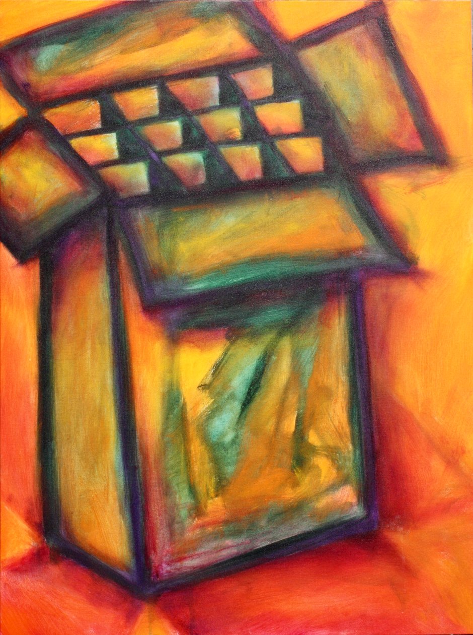Caja amarilla sobre amarillo, 2022 (acrílico sobre lienzo) de Gerrit Greve