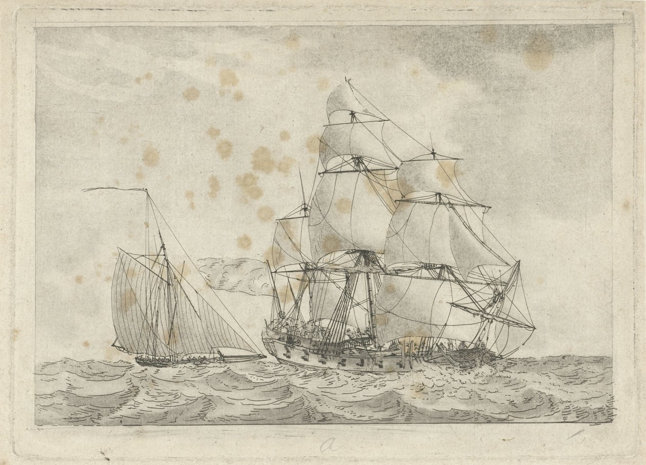 Un cúter y una fragata de guerra de Gerrit Groenewegen