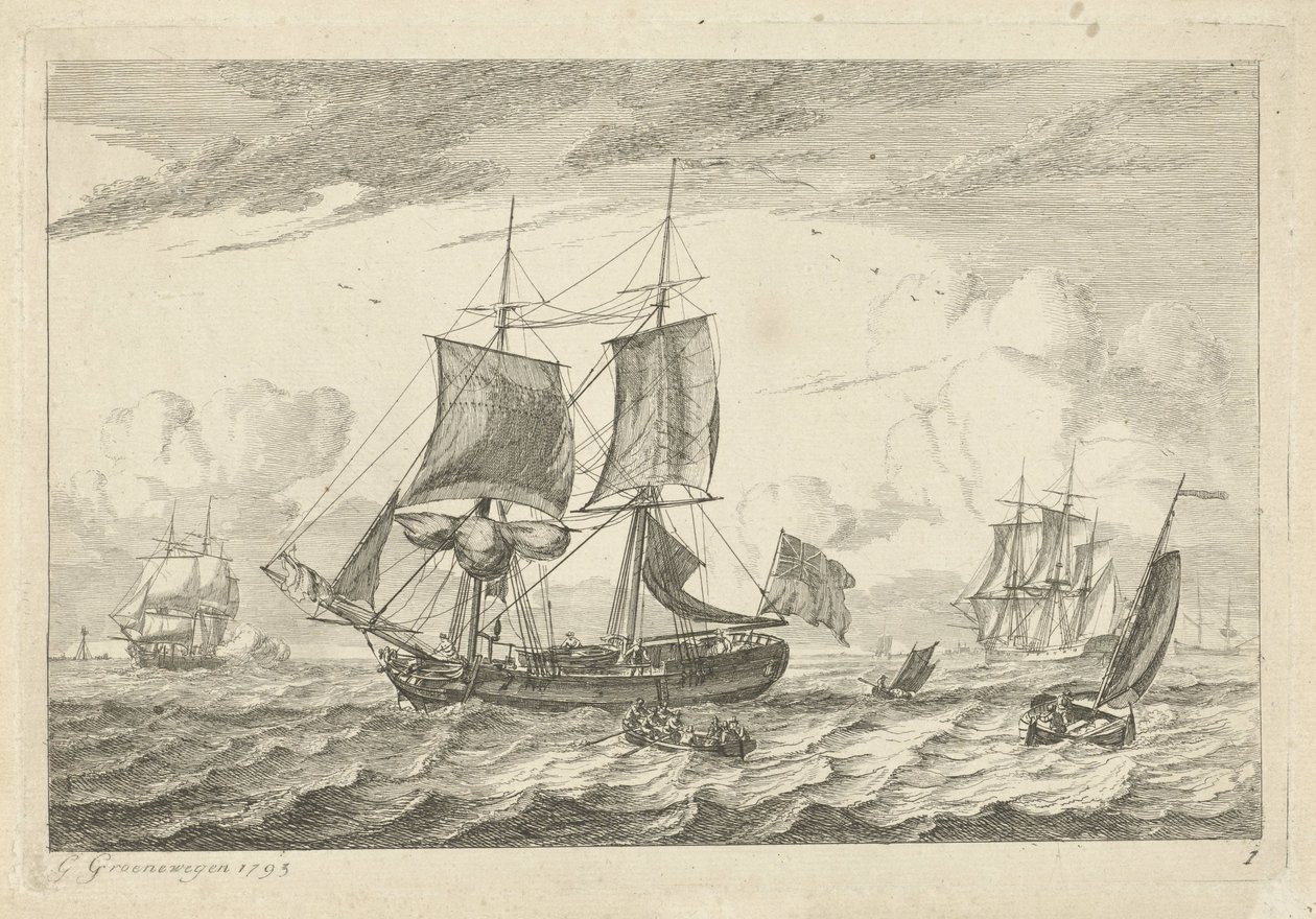 Veleros en aguas turbulentas Varios barcos (título de la serie) de Gerrit Groenewegen