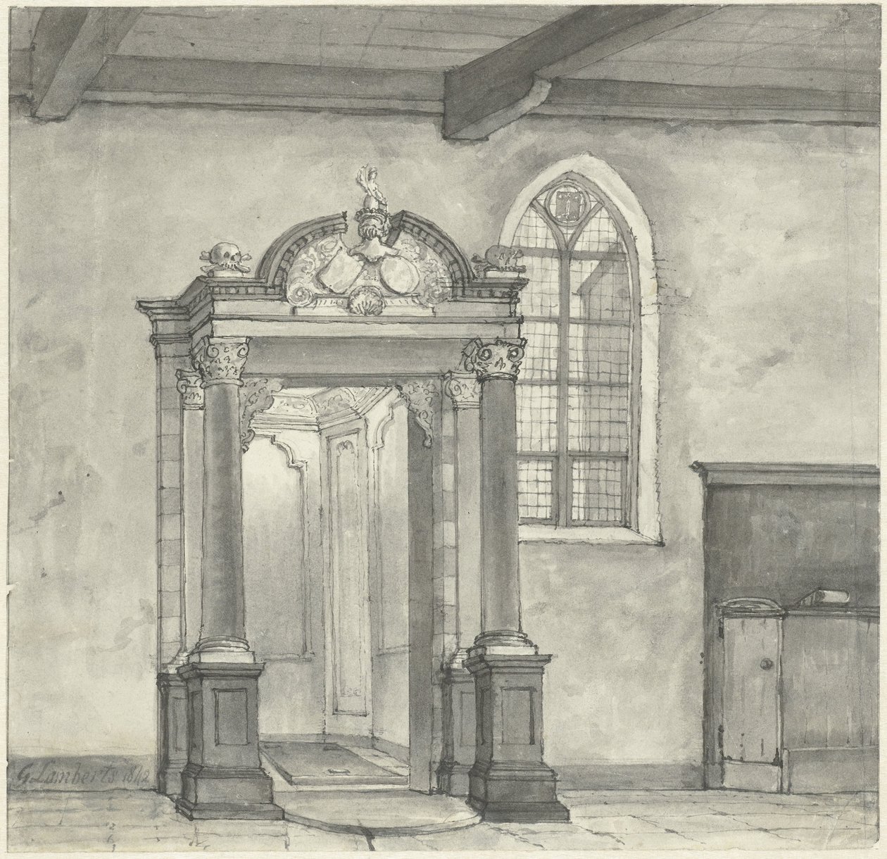 Entrada a la capilla con la bóveda funeraria de los Señores de Zandvoort, en la iglesia de Zandvoort de Gerrit Lamberts