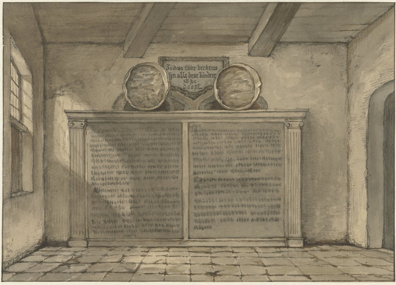 Dos lavabos de cobre en la iglesia de Loosduinen de Gerrit Lamberts