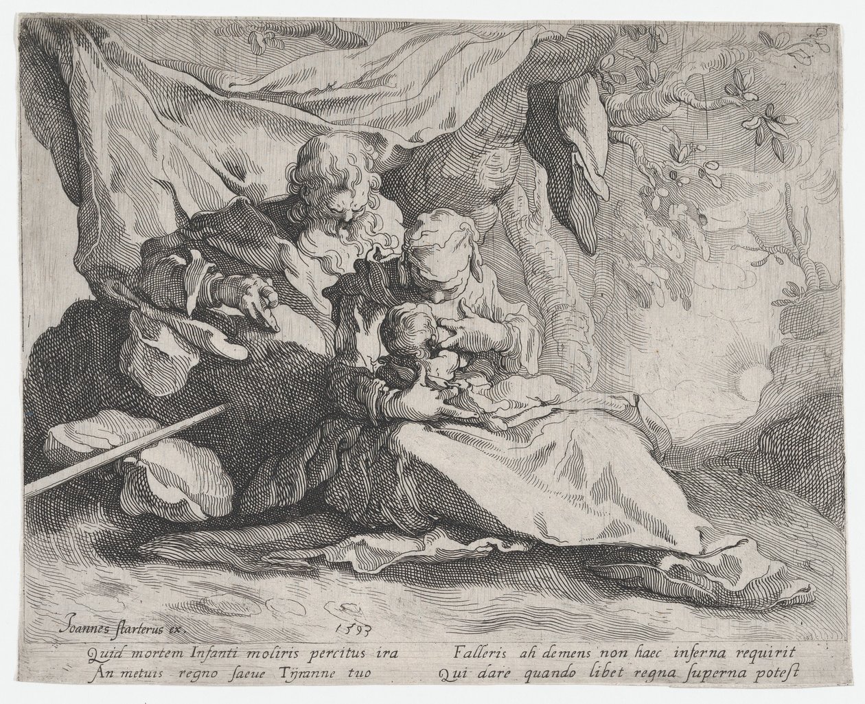 El Descanso en la Huida a Egipto, 1593 de Gerrit Pietersz Sweelink