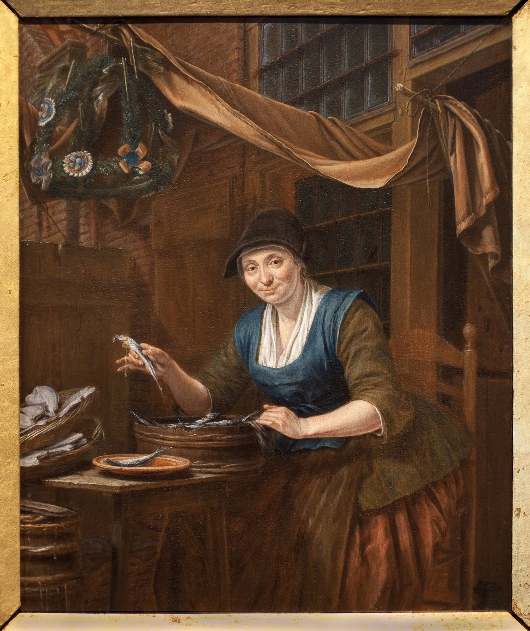 El pescadero. Pintura de Gerrit Zegelaar (1719-1794), óleo sobre madera, mediados del siglo XVIII. Museo de Bellas Artes de Angers. de Gerrit Zegelaar