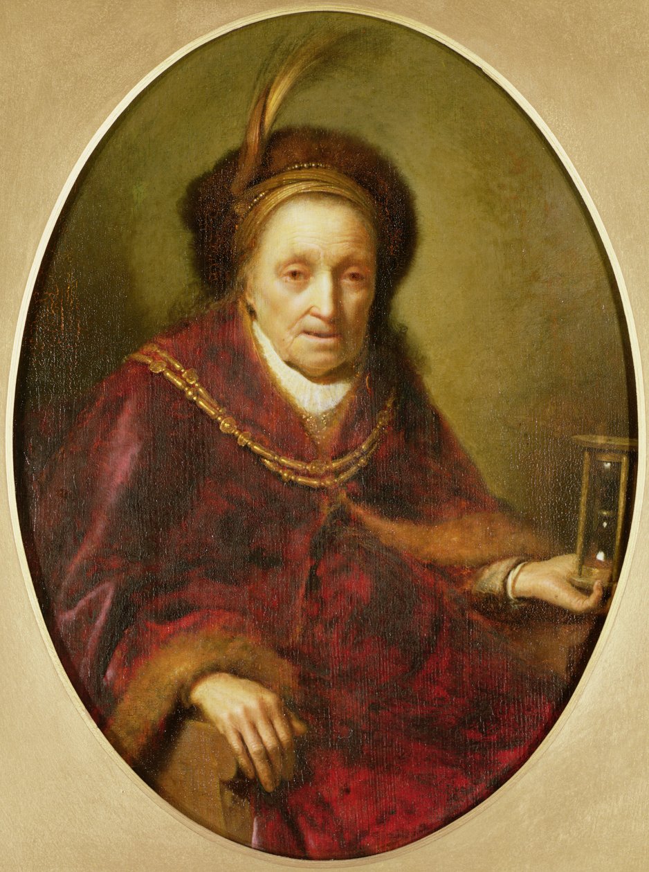 Una anciana con un reloj de arena de Gerrit Dou