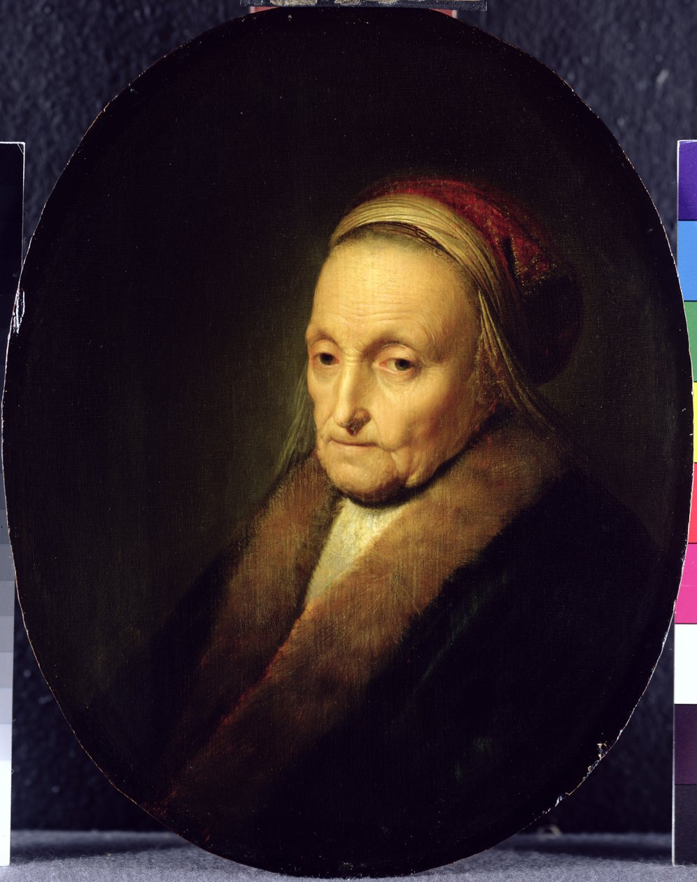 Cabeza de una anciana con un cuello de piel, después de 1630 de Gerrit Dou