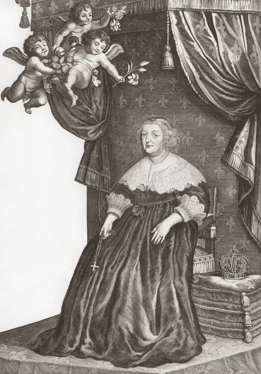 María de Médicis, reina de Francia. Retrato (grabado) de Gerrit van (after) Honthorst