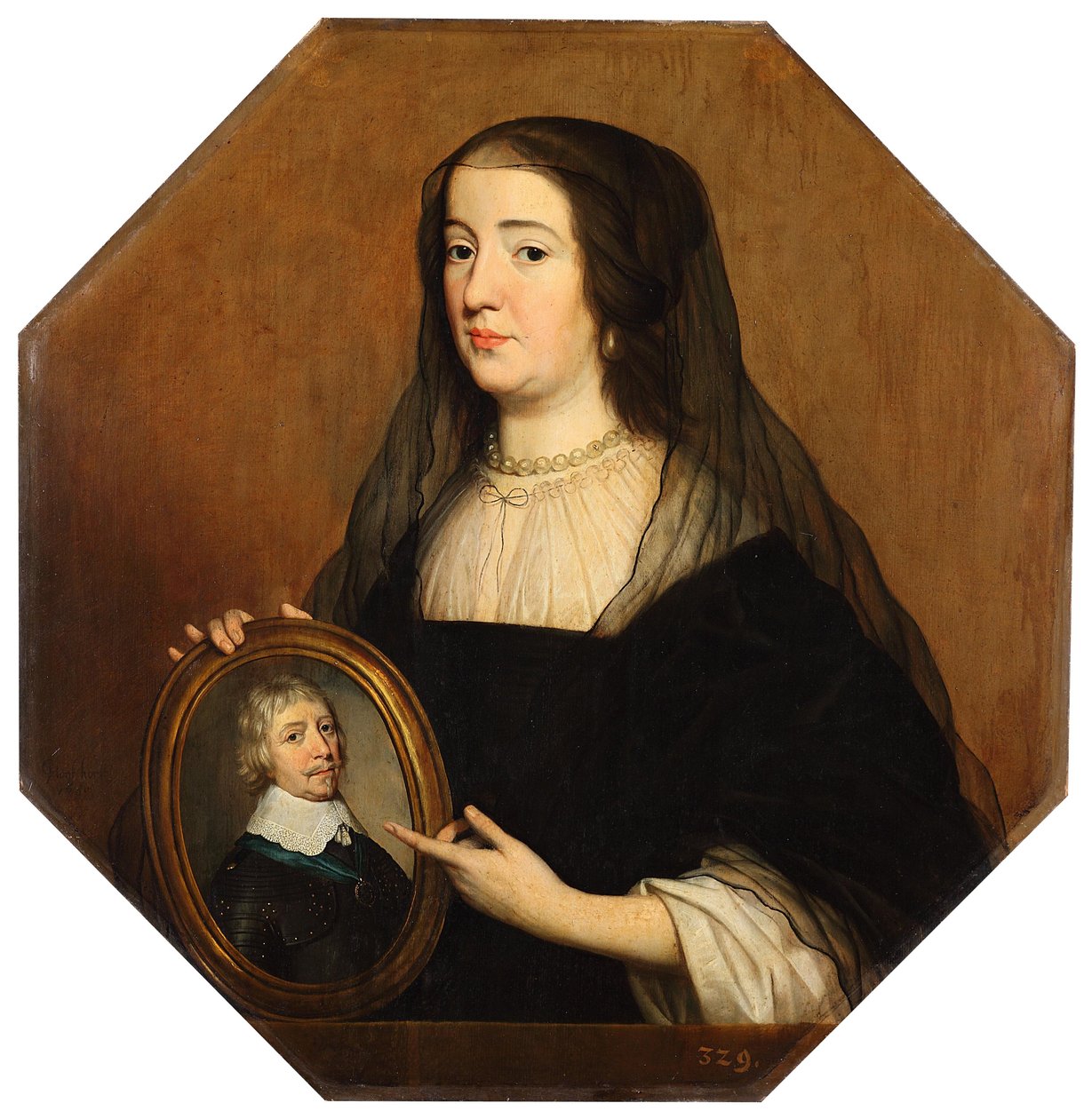 Amalie von Solms (1602-1675) in Witwentracht de Gerrit van Honthorst
