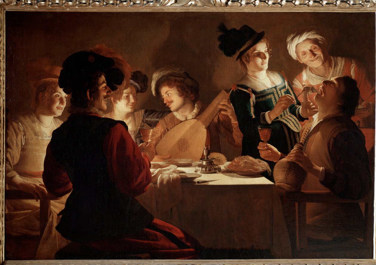 Cena con un laudista de Gerrit van Honthorst