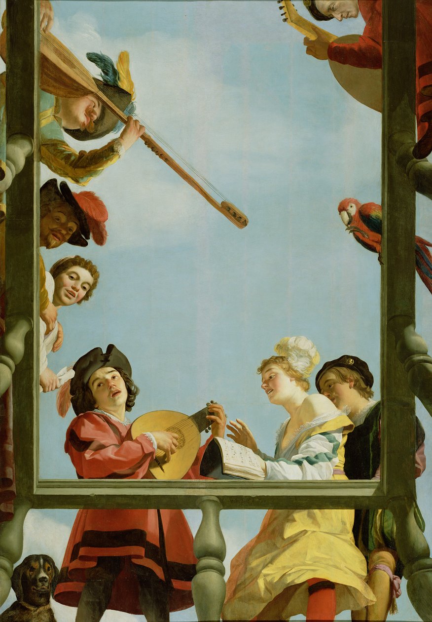 Grupo musical en un balcón de Gerrit van Honthorst