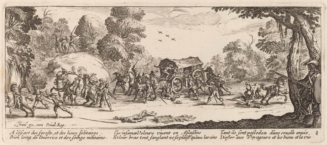 Ataque a un Carruaje de Gerrit van Schagen after Jacques Callot