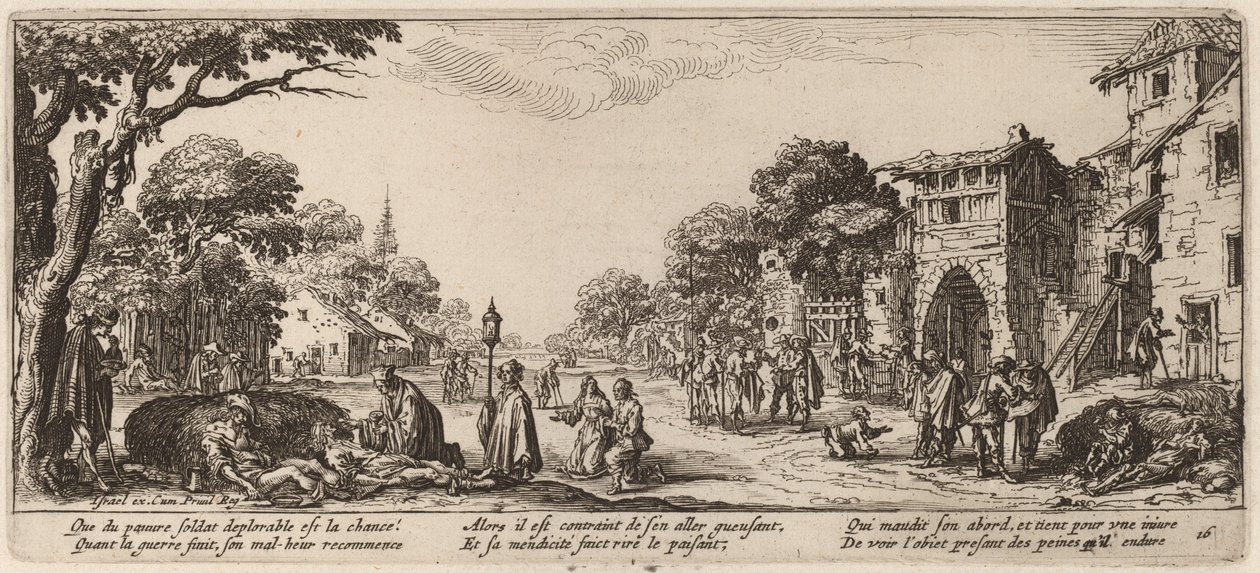 Soldados moribundos al borde del camino de Gerrit van Schagen after Jacques Callot