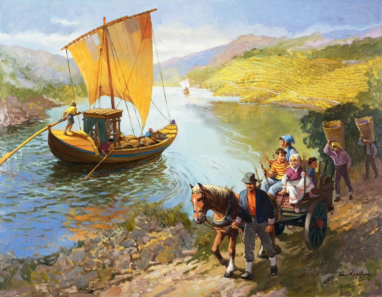 Los vendimiadores de Portugal (gouache sobre papel) de Gerritt Vandersyde