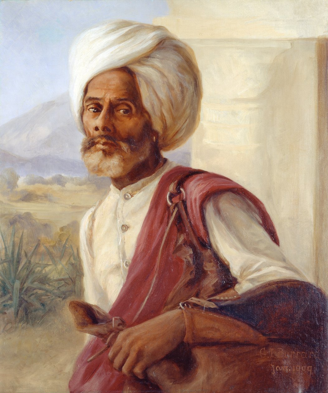 Chedi, portador de agua para la artista y su esposo en Dehra (Dun) en 1909 de Gertrude Ellen Burrard