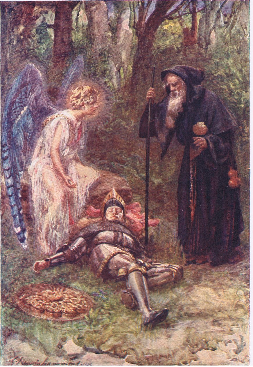 "Contemplad esta pesada visión, reverendo Sire", Cuentos de la Reina de las Hadas publicados por George Harrap and Company. de Gertrude E. Demain (after) Hammond