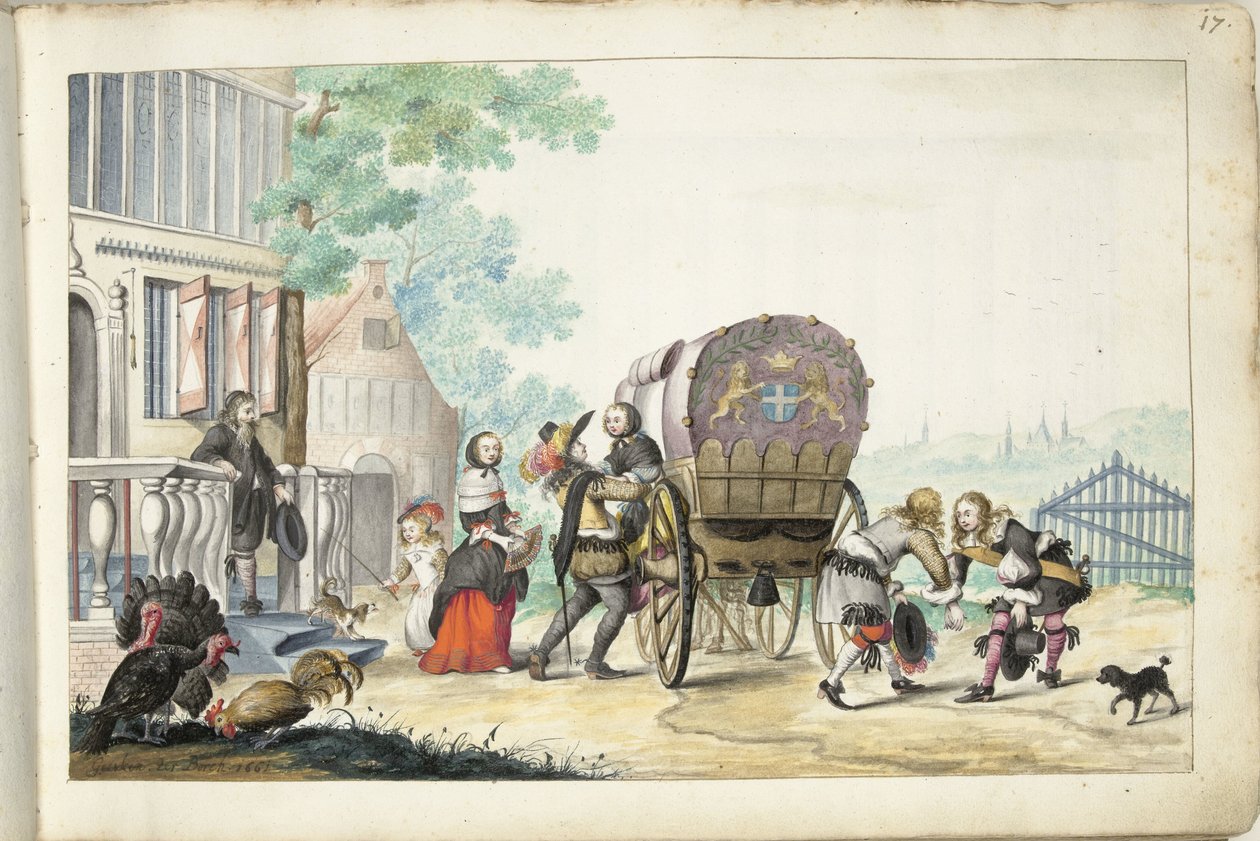 Llegada a una casa de campo. de Gesina ter Borch (signed by artist)