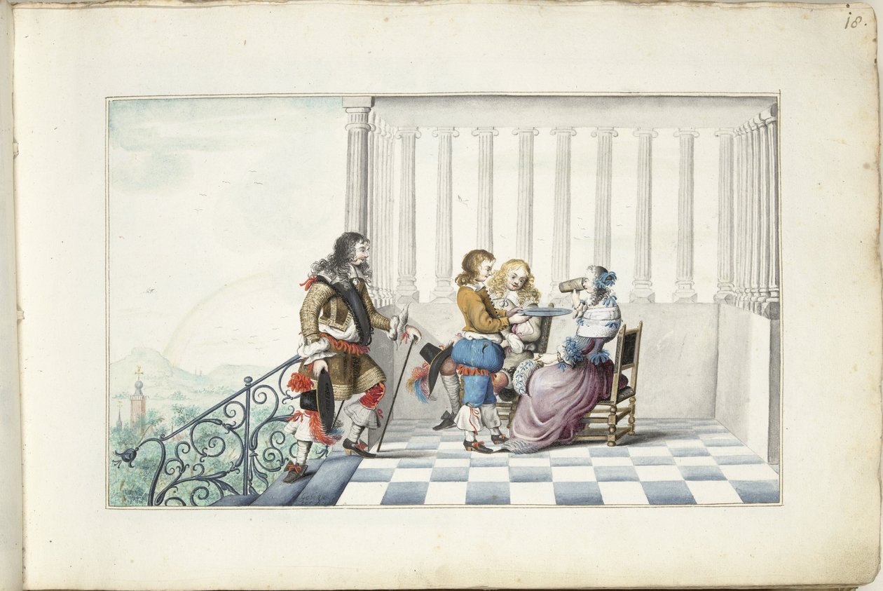 Compañía en una terraza de Gesina ter Borch (signed by artist)