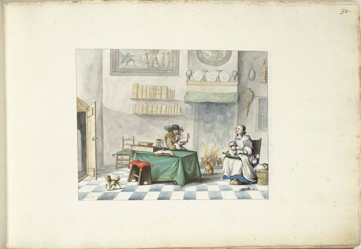 Señor leyendo a una dama de Gesina ter Borch (signed by artist)