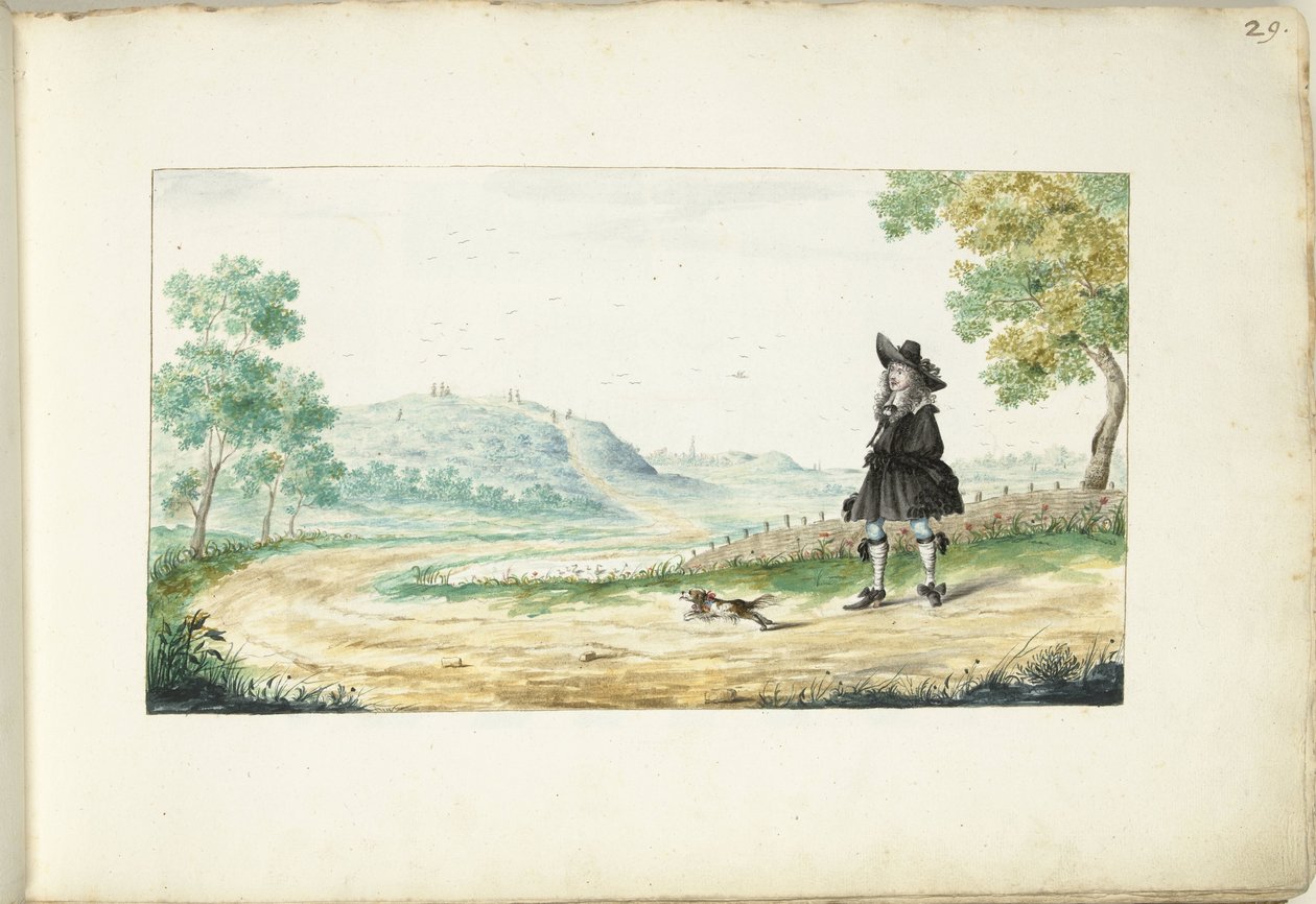 Caballero corriendo en un camino rural de Gesina ter Borch (signed by artist)