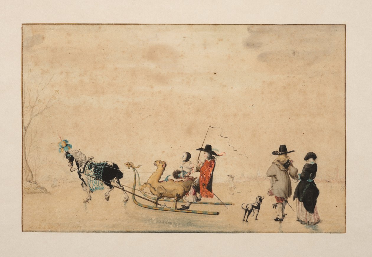 Trineo con forma de dragón sobre hielo de Gesina ter Borch