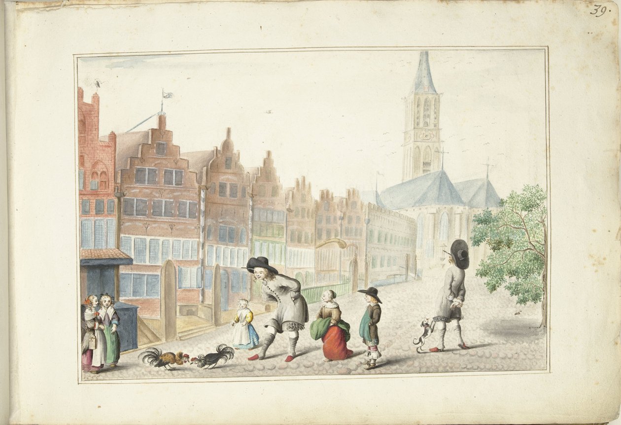 Pelea de gallos en la Sassenstraat de Zwolle de Gesina ter Borch